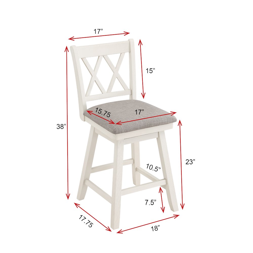 Home 2 Office 24" Brookline Swivel Barstool with Distressed Cream/White Wood. Picture 4