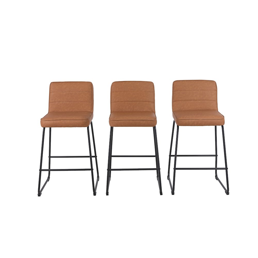 Home 2 Office Set of 3 Lakeview Upholstered Modern Camel Barstools 26" Height. Picture 3