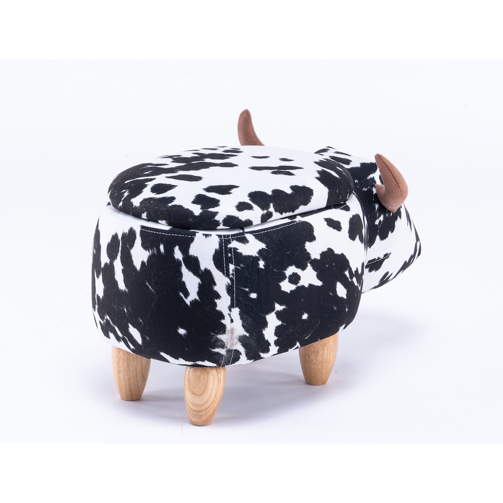 Home 2 Office Kids Spotted Cow Animal Storage Ottoman Stool with Wood Leg. Picture 5