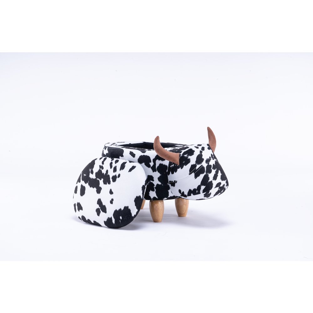 Home 2 Office Kids Spotted Cow Animal Storage Ottoman Stool with Wood Leg. Picture 2