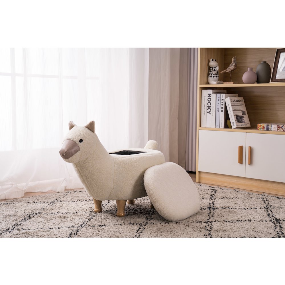 Home 2 Office Kids Llama Animal Storage Ottoman Stool with Wood Leg. Picture 5