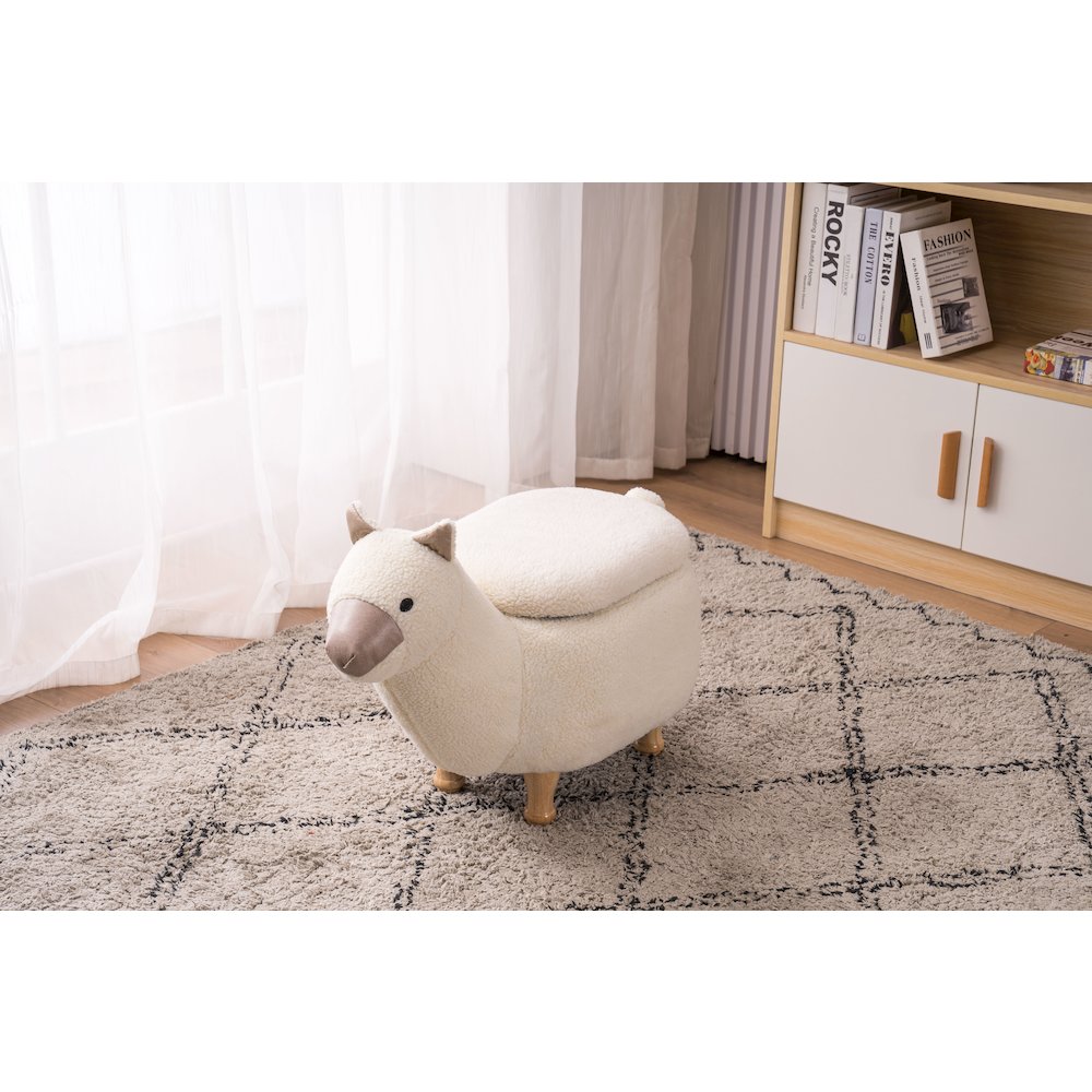 Home 2 Office Kids Llama Animal Storage Ottoman Stool with Wood Leg. Picture 4