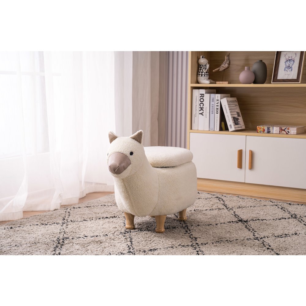 Home 2 Office Kids Llama Animal Storage Ottoman Stool with Wood Leg. Picture 6