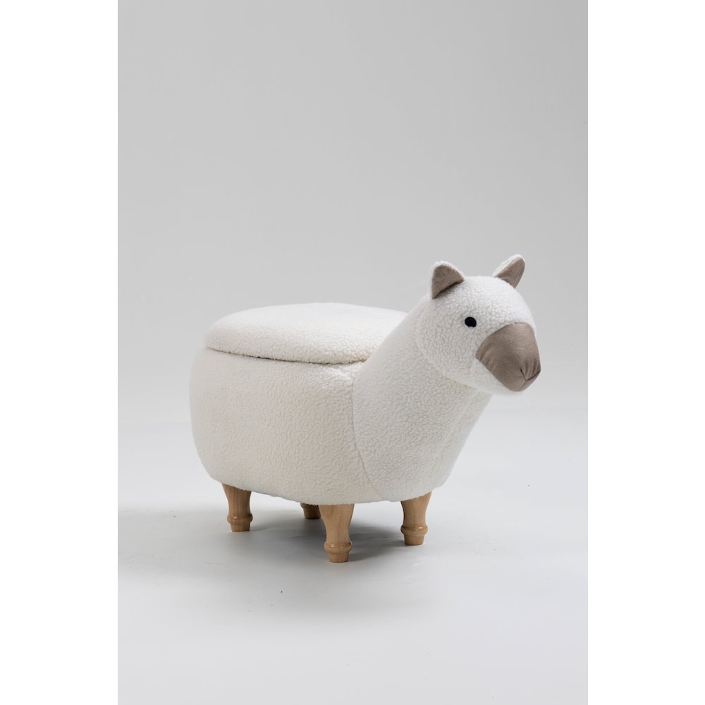 Home 2 Office Kids Llama Animal Storage Ottoman Stool with Wood Leg. Picture 1