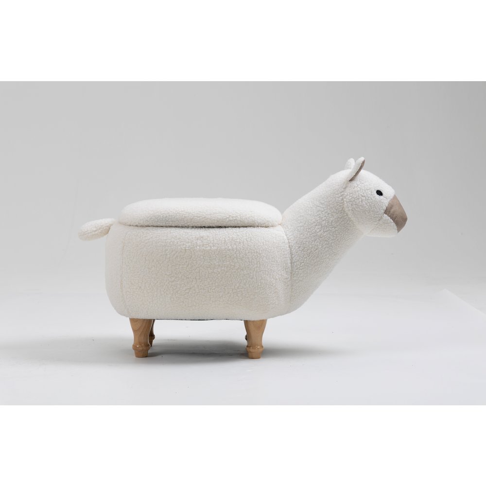 Home 2 Office Kids Llama Animal Storage Ottoman Stool with Wood Leg. Picture 2