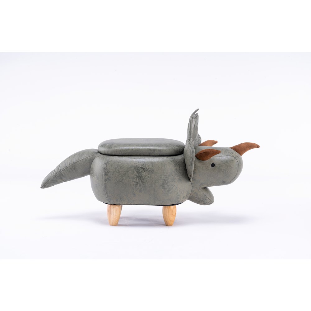 Home 2 Office Kids Dinosaur Animal Storage Ottoman Stool with Wood Leg. Picture 3