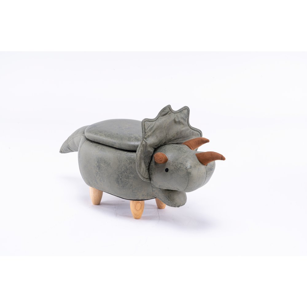 Home 2 Office Kids Dinosaur Animal Storage Ottoman Stool with Wood Leg. Picture 2