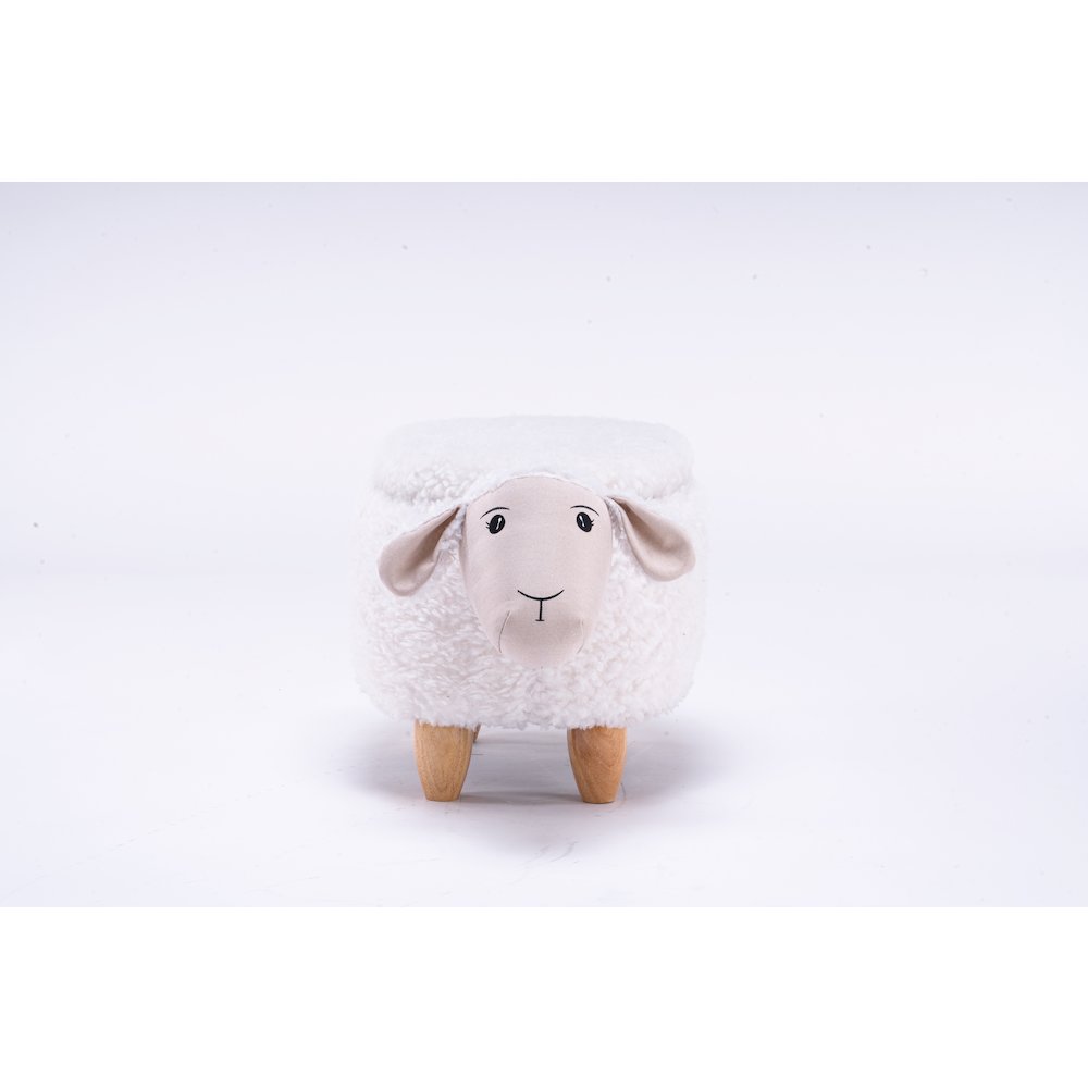 Home 2 Office Kids Sheep Animal Storage Ottoman Stool with Wood Leg. Picture 3