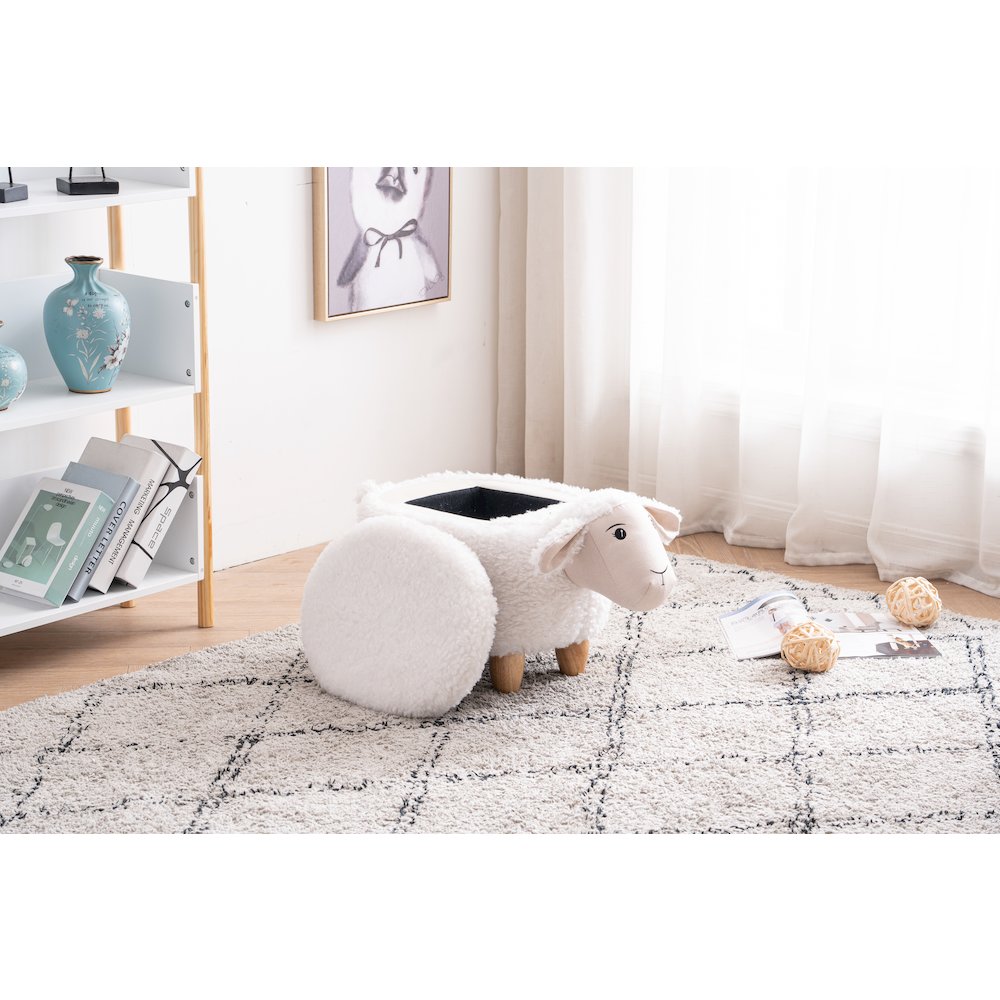 Home 2 Office Kids Sheep Animal Storage Ottoman Stool with Wood Leg. Picture 5