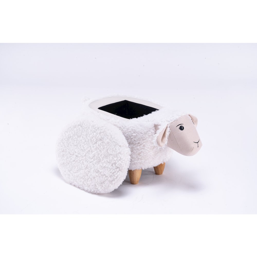 Home 2 Office Kids Sheep Animal Storage Ottoman Stool with Wood Leg. Picture 8