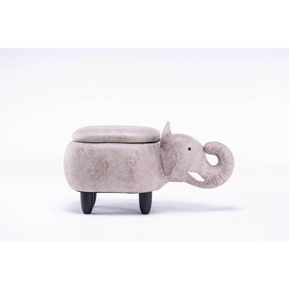 Home 2 Office Kids Elephant Animal Storage Ottoman Stool with Wood Leg. Picture 2