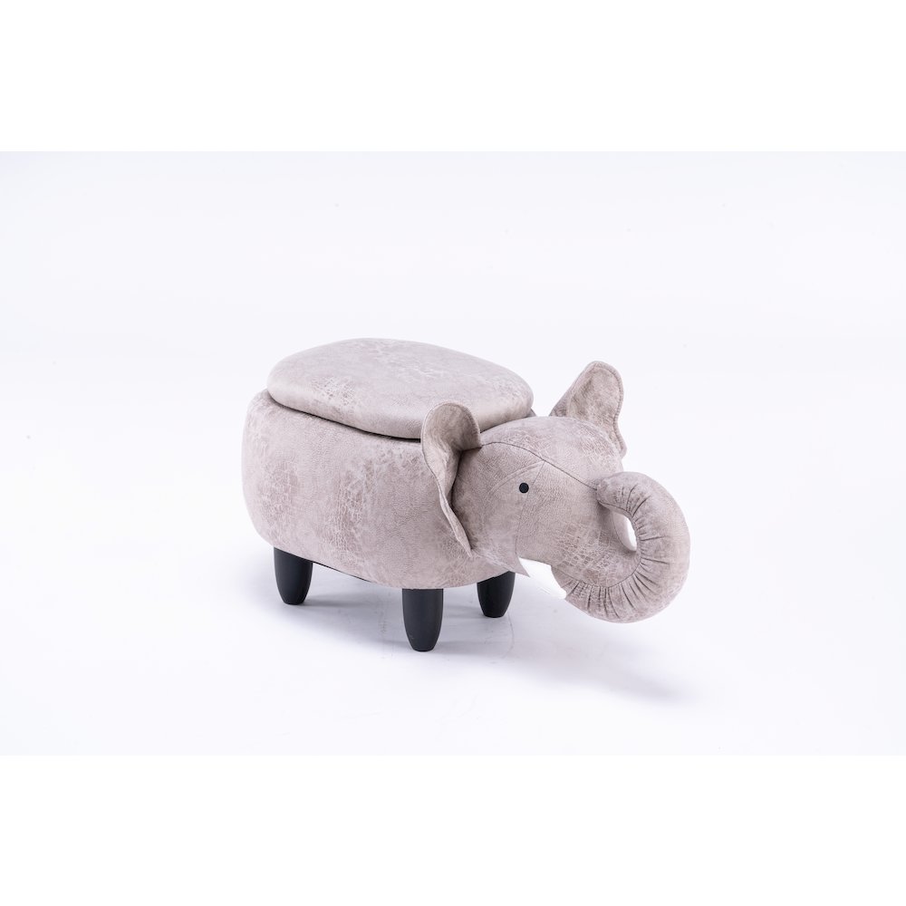 Home 2 Office Kids Elephant Animal Storage Ottoman Stool with Wood Leg. Picture 1