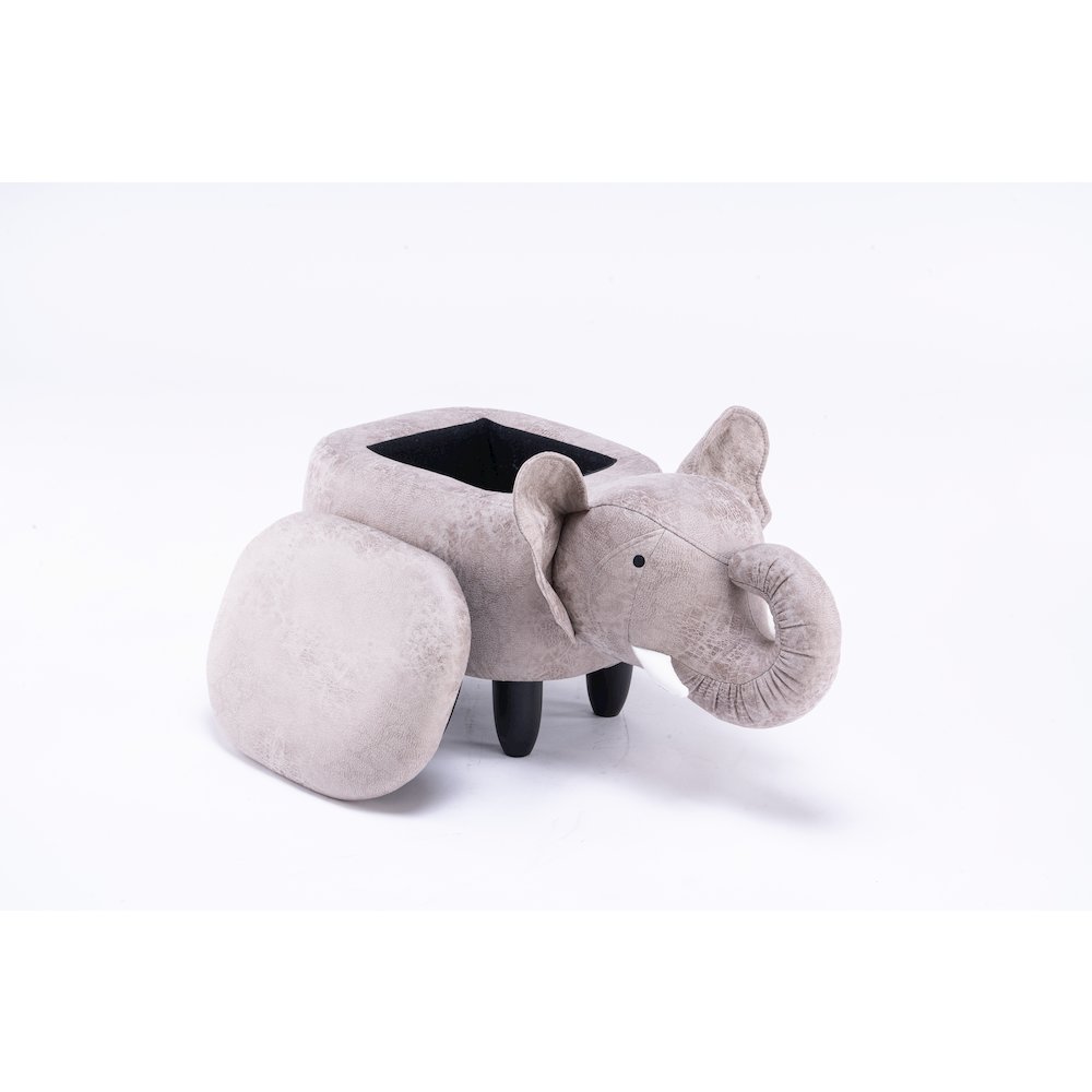 Home 2 Office Kids Elephant Animal Storage Ottoman Stool with Wood Leg. Picture 8