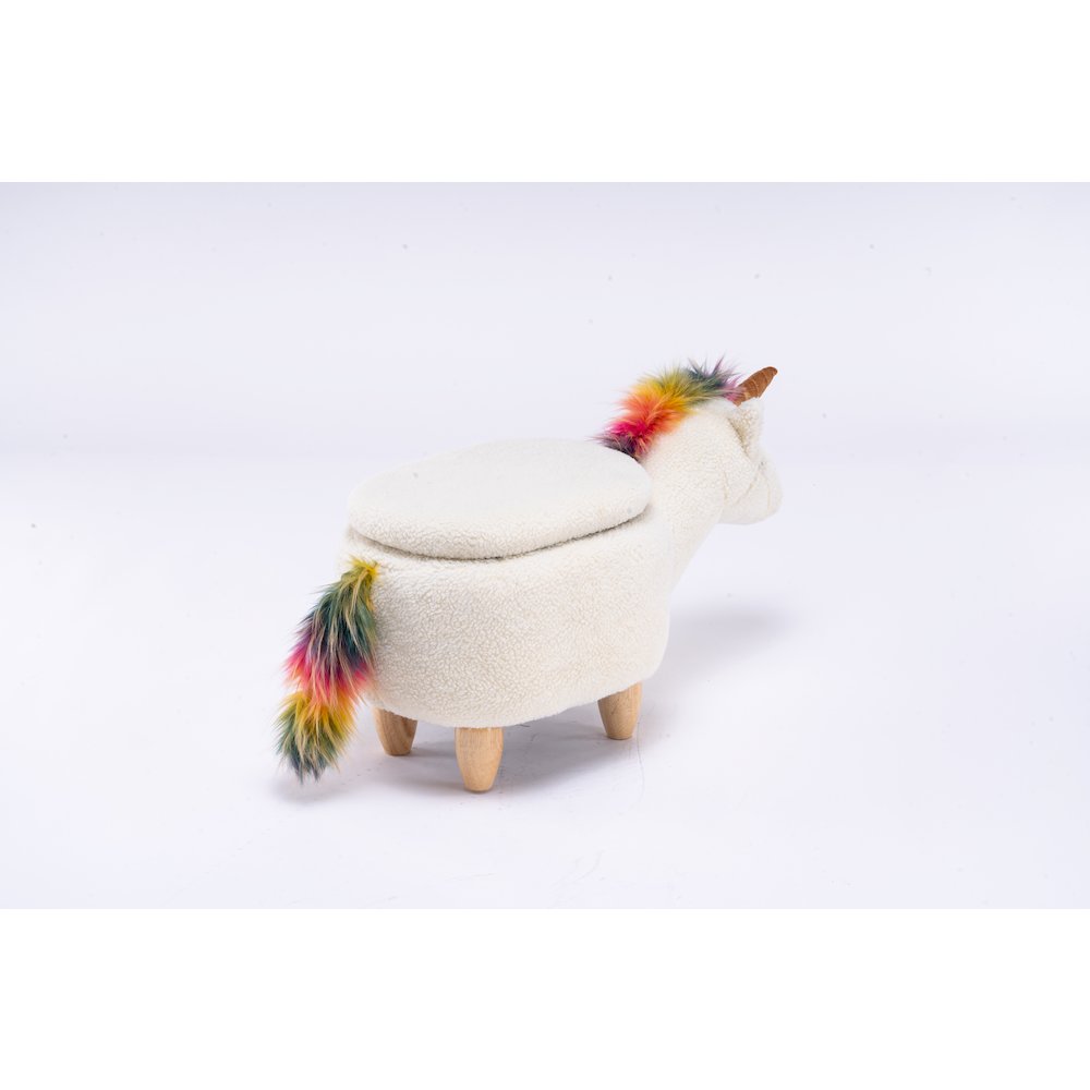 Home 2 Office Kids Unicorn Animal Storage Ottoman Stool with Wood Leg. Picture 3