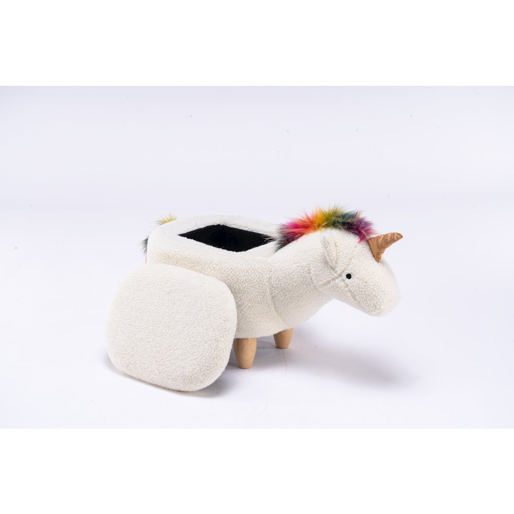 Home 2 Office Kids Unicorn Animal Storage Ottoman Stool with Wood Leg. Picture 8