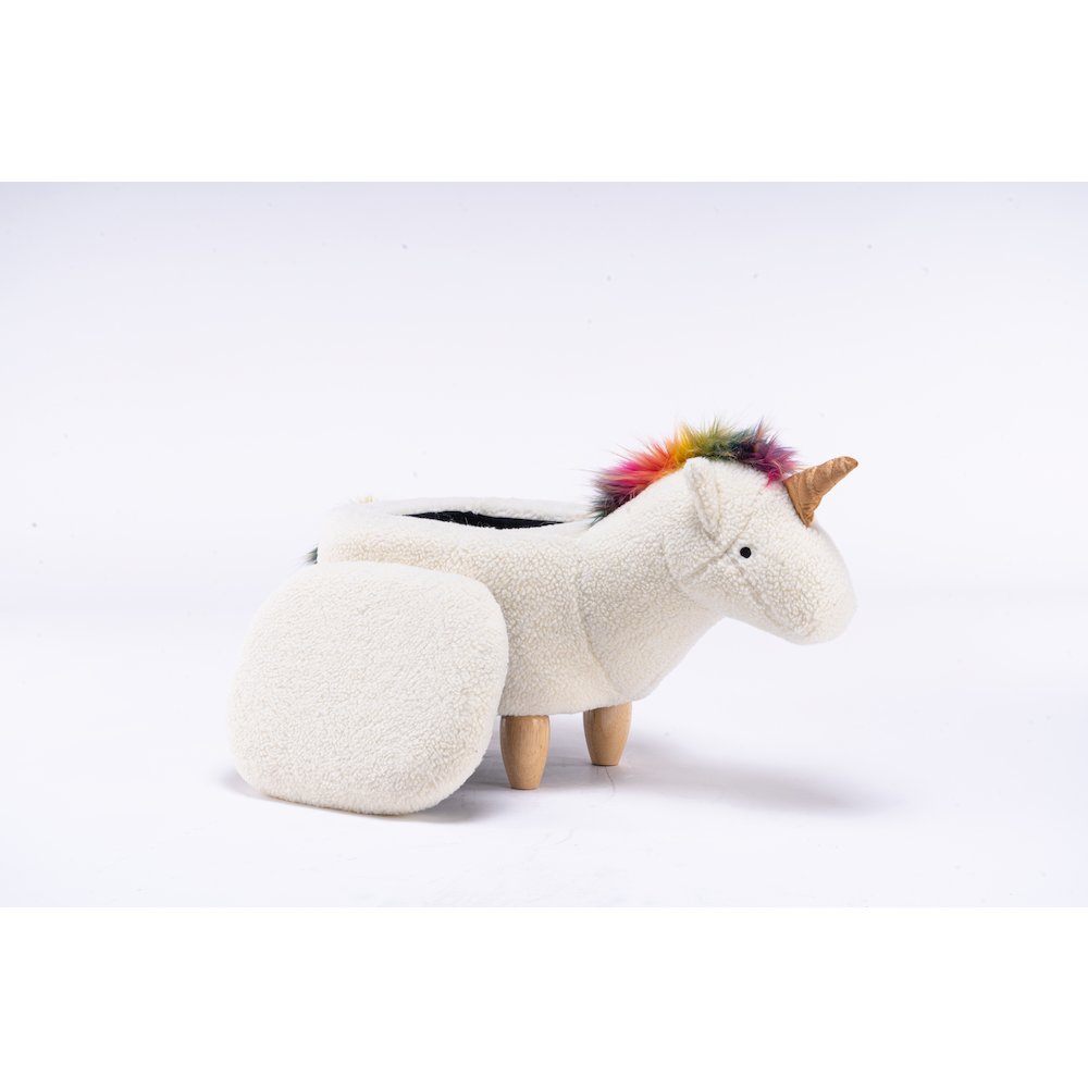 Home 2 Office Kids Unicorn Animal Storage Ottoman Stool with Wood Leg. Picture 2