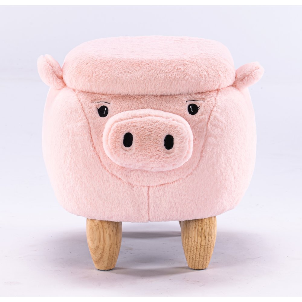 Home 2 Office Kids Pig Animal Sorage Ottoman Stool with Wood Leg. Picture 1