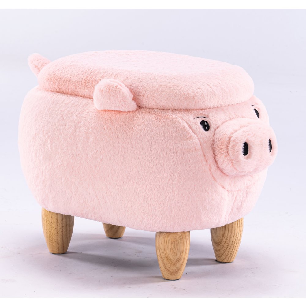 Home 2 Office Kids Pig Animal Sorage Ottoman Stool with Wood Leg. Picture 2