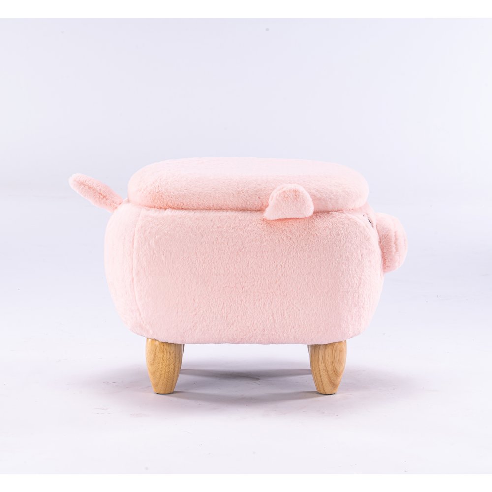 Home 2 Office Kids Pig Animal Sorage Ottoman Stool with Wood Leg. Picture 3
