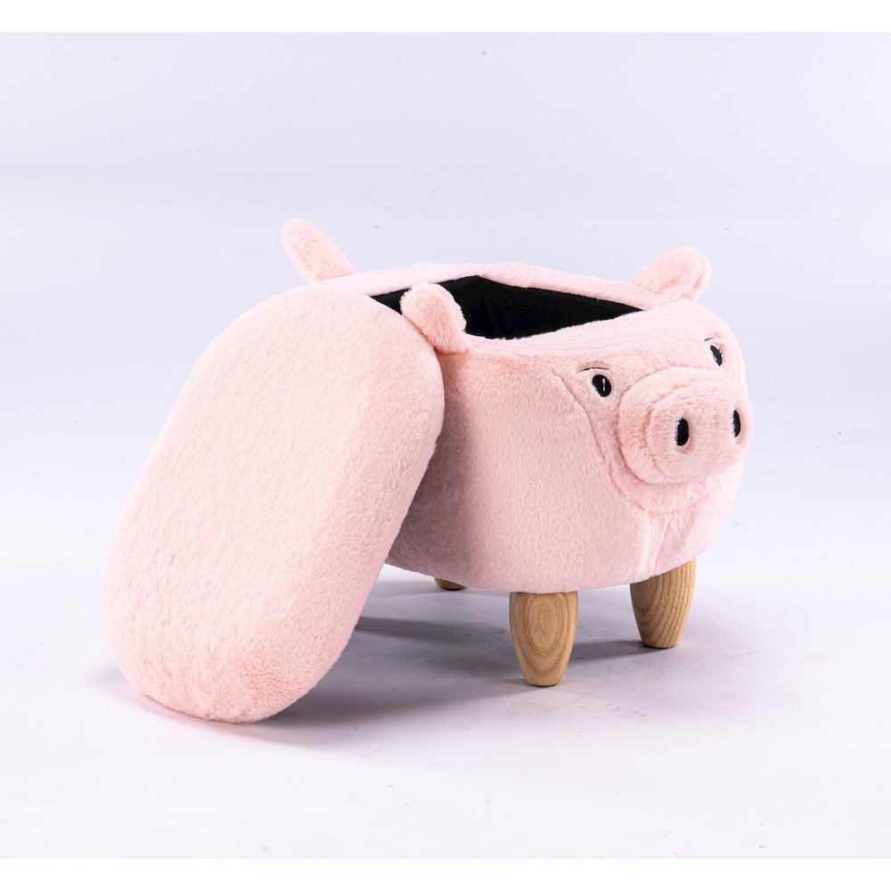 Home 2 Office Kids Pig Animal Sorage Ottoman Stool with Wood Leg. Picture 4