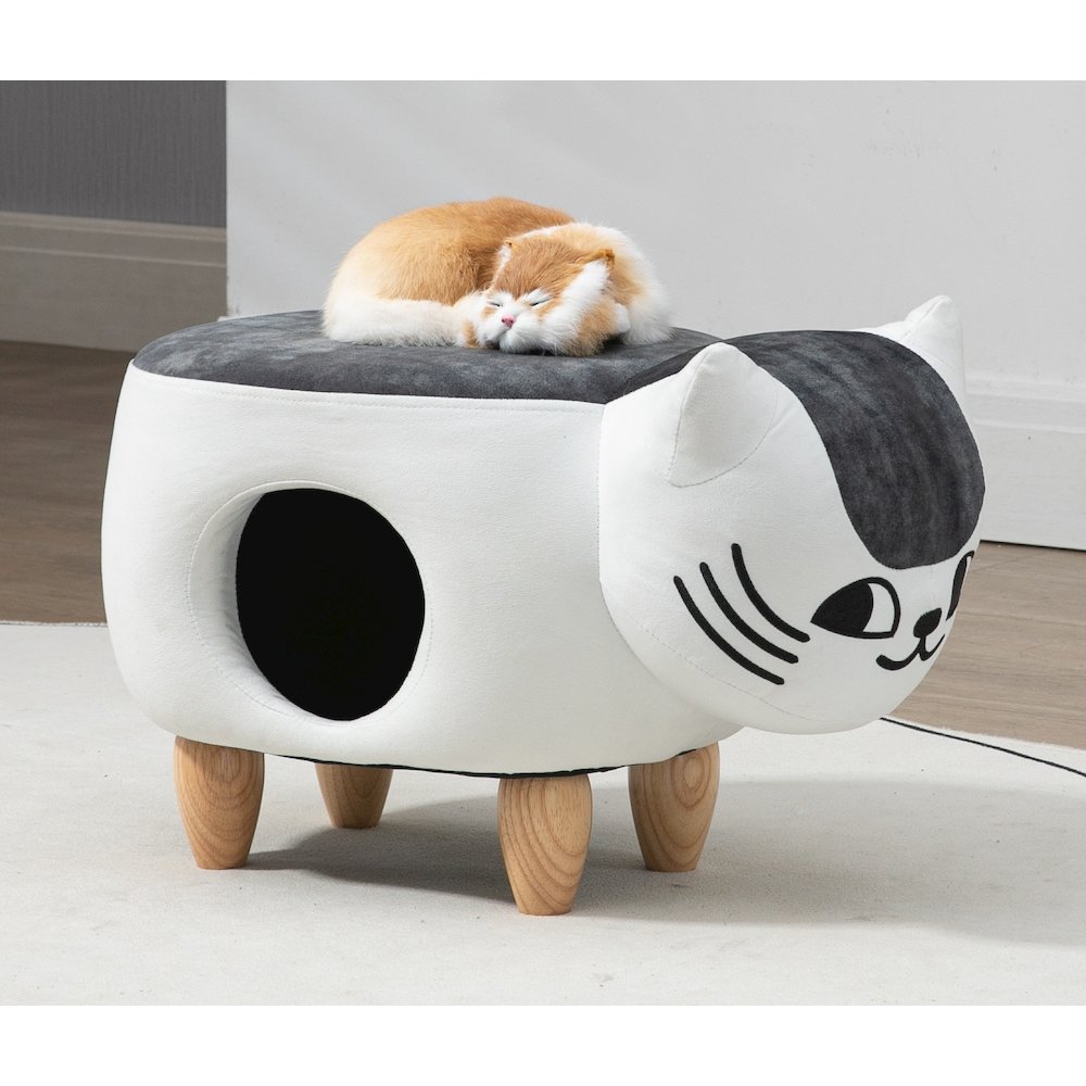 Home 2 Offie Cat Condo Pet House Storage Ottoman. Picture 7