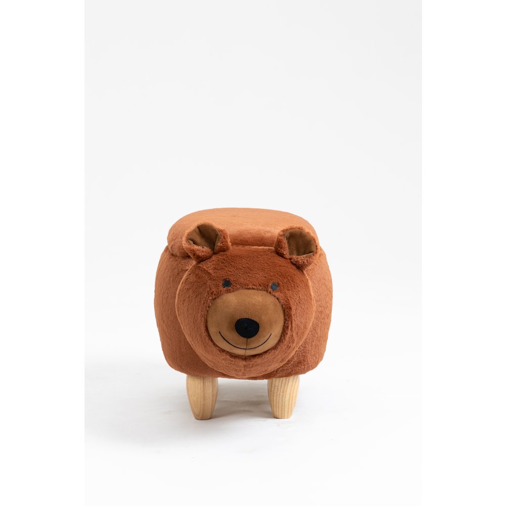 Home 2 Office Kids Brown Bear Animal Sorage Ottoman Stool with Wood Legs. Picture 2