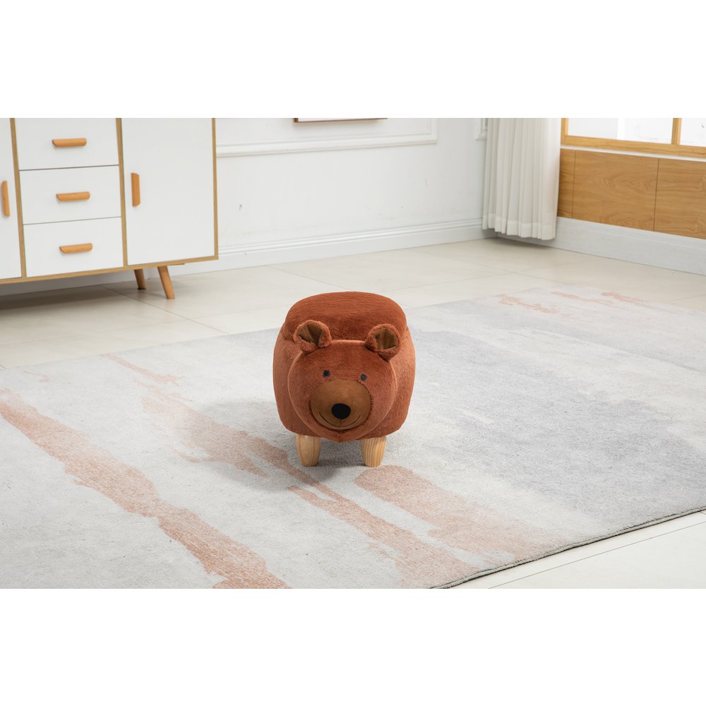 Home 2 Office Kids Brown Bear Animal Sorage Ottoman Stool with Wood Legs. Picture 4