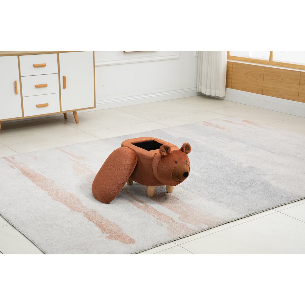 Home 2 Office Kids Brown Bear Animal Sorage Ottoman Stool with Wood Legs. Picture 5