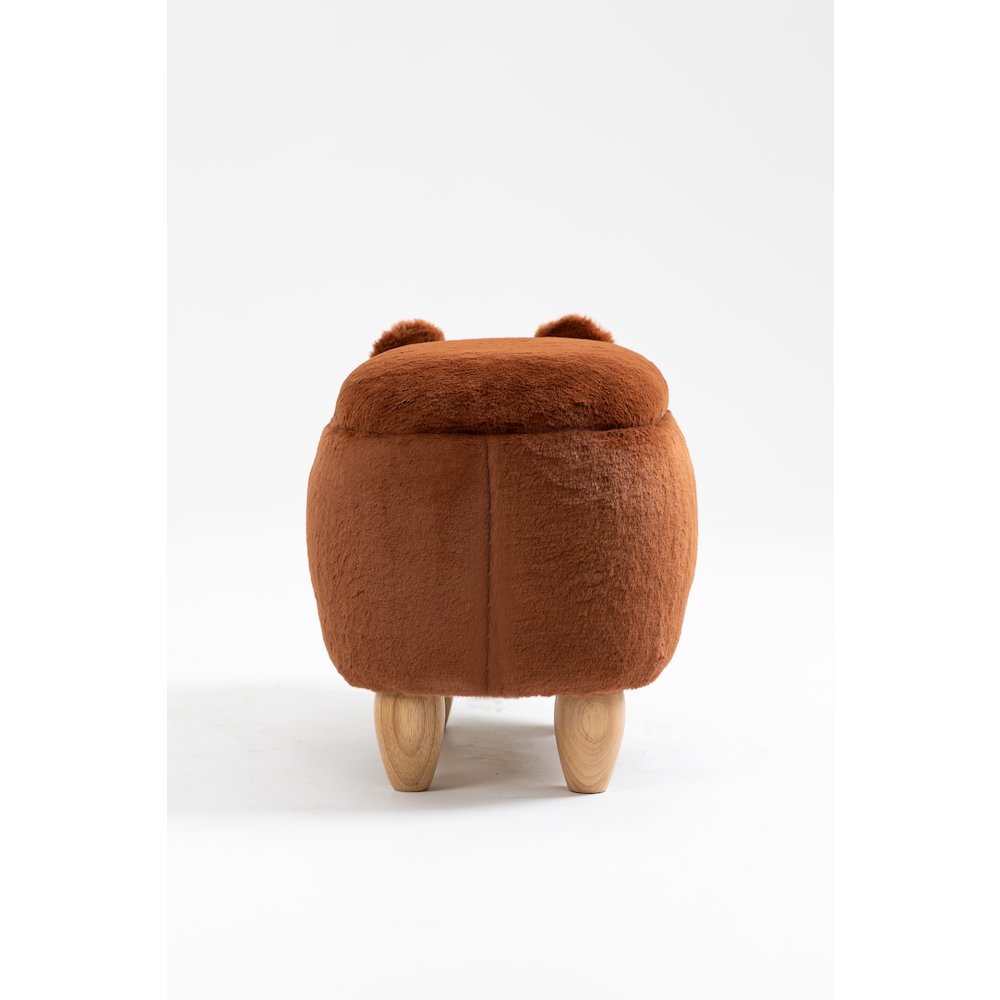 Home 2 Office Kids Brown Bear Animal Sorage Ottoman Stool with Wood Legs. Picture 8
