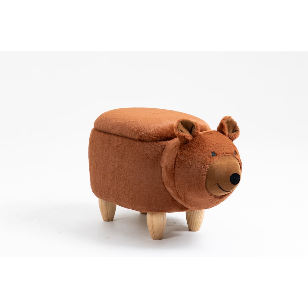 Home 2 Office Kids Brown Bear Animal Sorage Ottoman Stool with Wood Legs. Picture 1