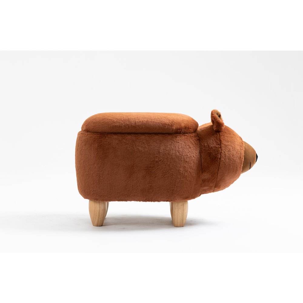 Home 2 Office Kids Brown Bear Animal Sorage Ottoman Stool with Wood Legs. Picture 9