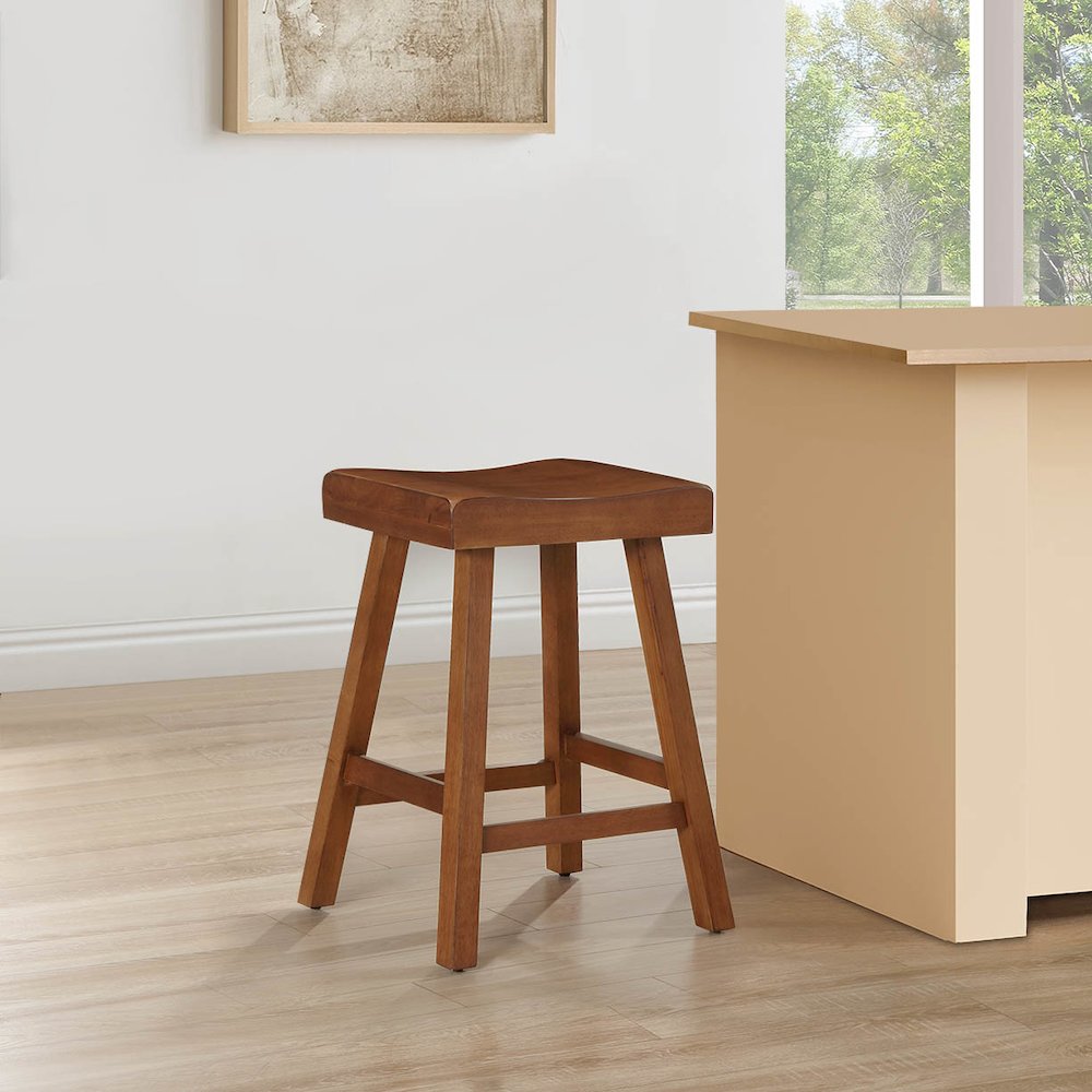 Home 2 Office 24" Jackson Wood Saddle Barstool - Medium Oak. Picture 5