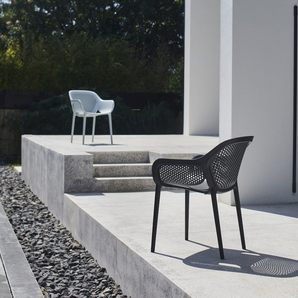 Atra Resin Patio Dining Chair in Anthracite Black - (Set of 2). Picture 4