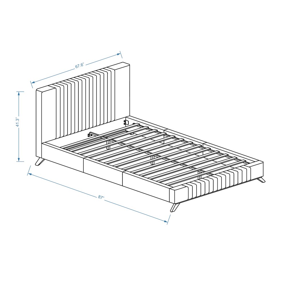 Sven Wood and Fabric Upholstered Queen Platform Bed in Taupe Gray. Picture 3