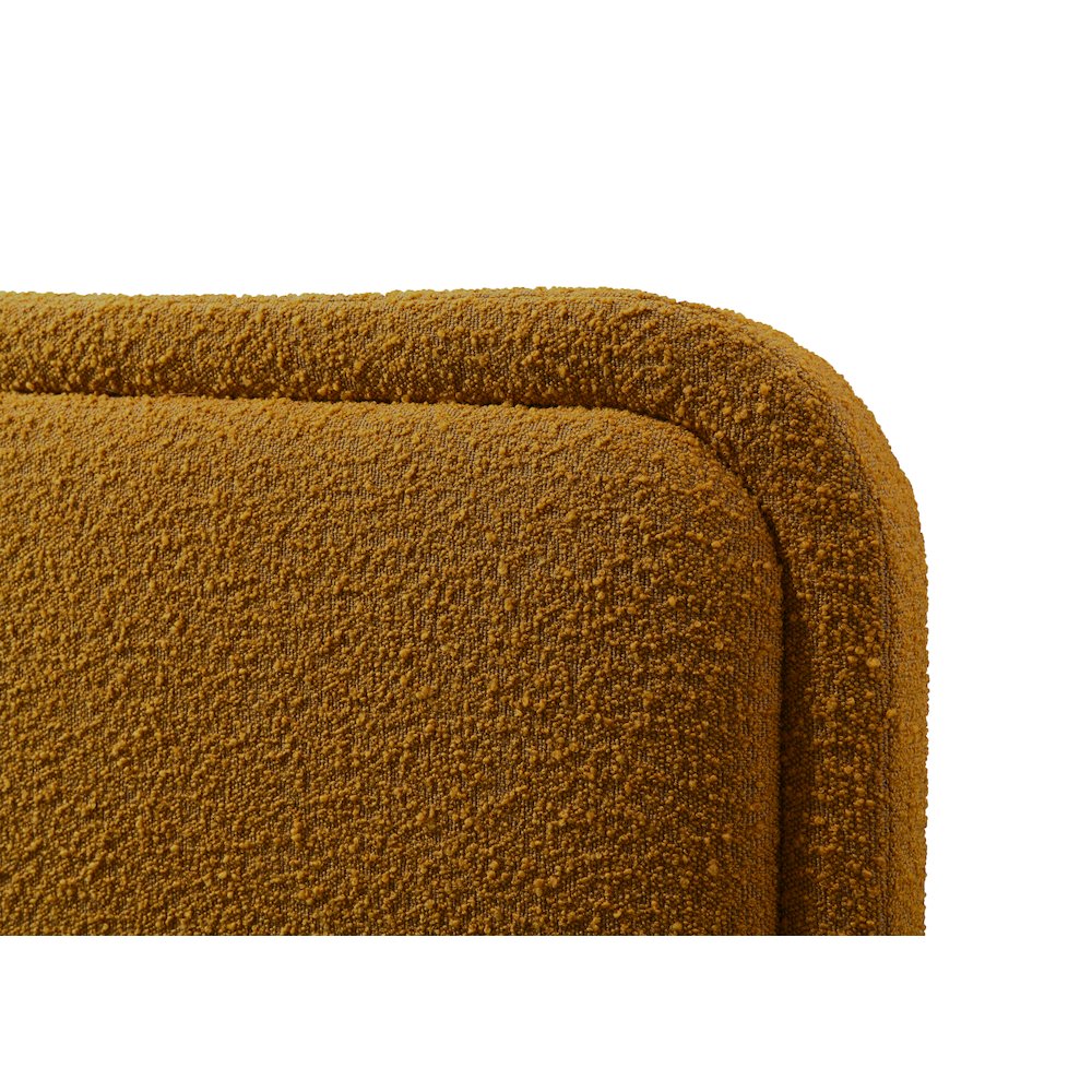 Upholstered Platform Queen Bed in Mustard Boucle Fabric. Picture 3