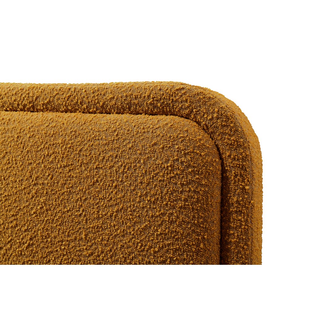 Upholstered Platform King Bed in Mustard Boucle Fabric. Picture 4