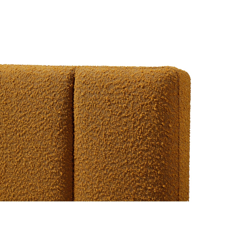 Venice Upholstered Platform Queen Bed in Mustard Boucle Fabric. Picture 3