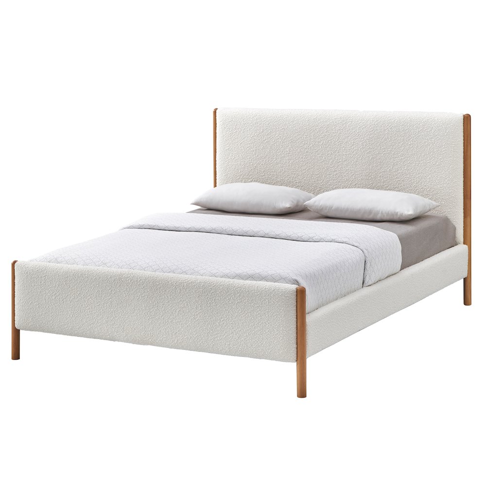 Liana Upholstered Platform Queen Bed in White Boucle Fabric. Picture 2