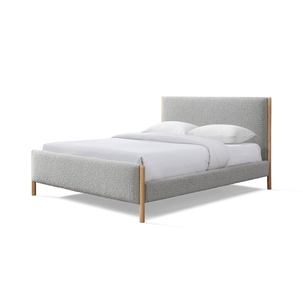 Liana Upholstered Platform Queen Bed in Gray Boucle Fabric. Picture 2