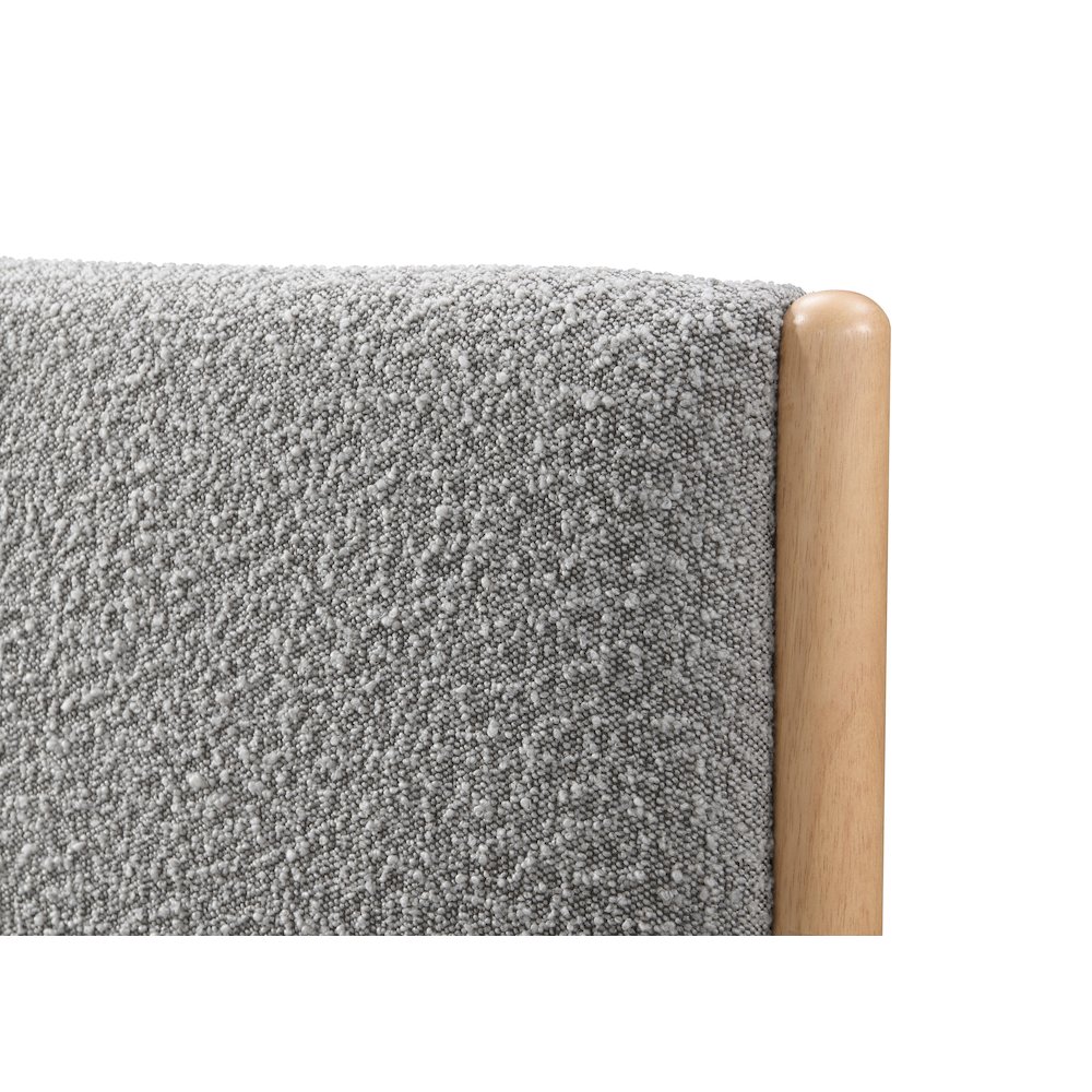 Liana Upholstered Platform Queen Bed in Gray Boucle Fabric. Picture 4