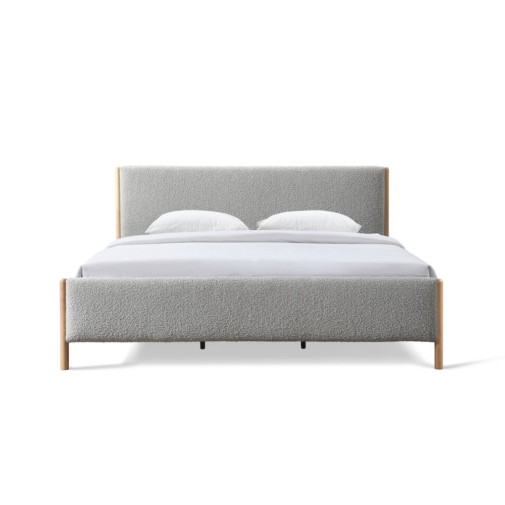 Liana Upholstered Platform King Bed in Gray Boucle Fabric. Picture 1