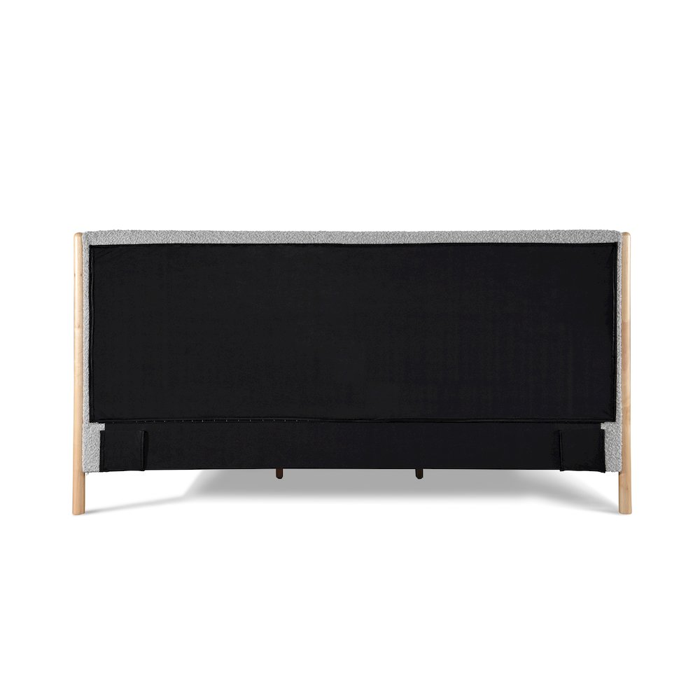 Liana Upholstered Platform King Bed in Gray Boucle Fabric. Picture 4