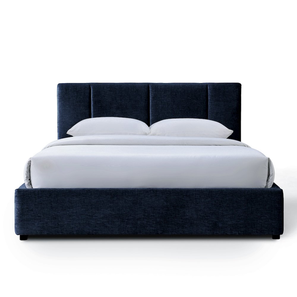 Venice Upholstered Platform Queen Bed in Blue Fabric. Picture 2