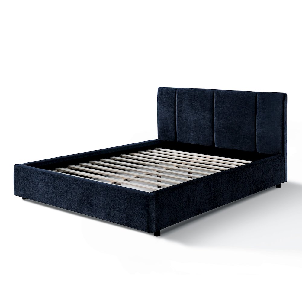 Venice Upholstered Platform Queen Bed in Blue Fabric. Picture 3