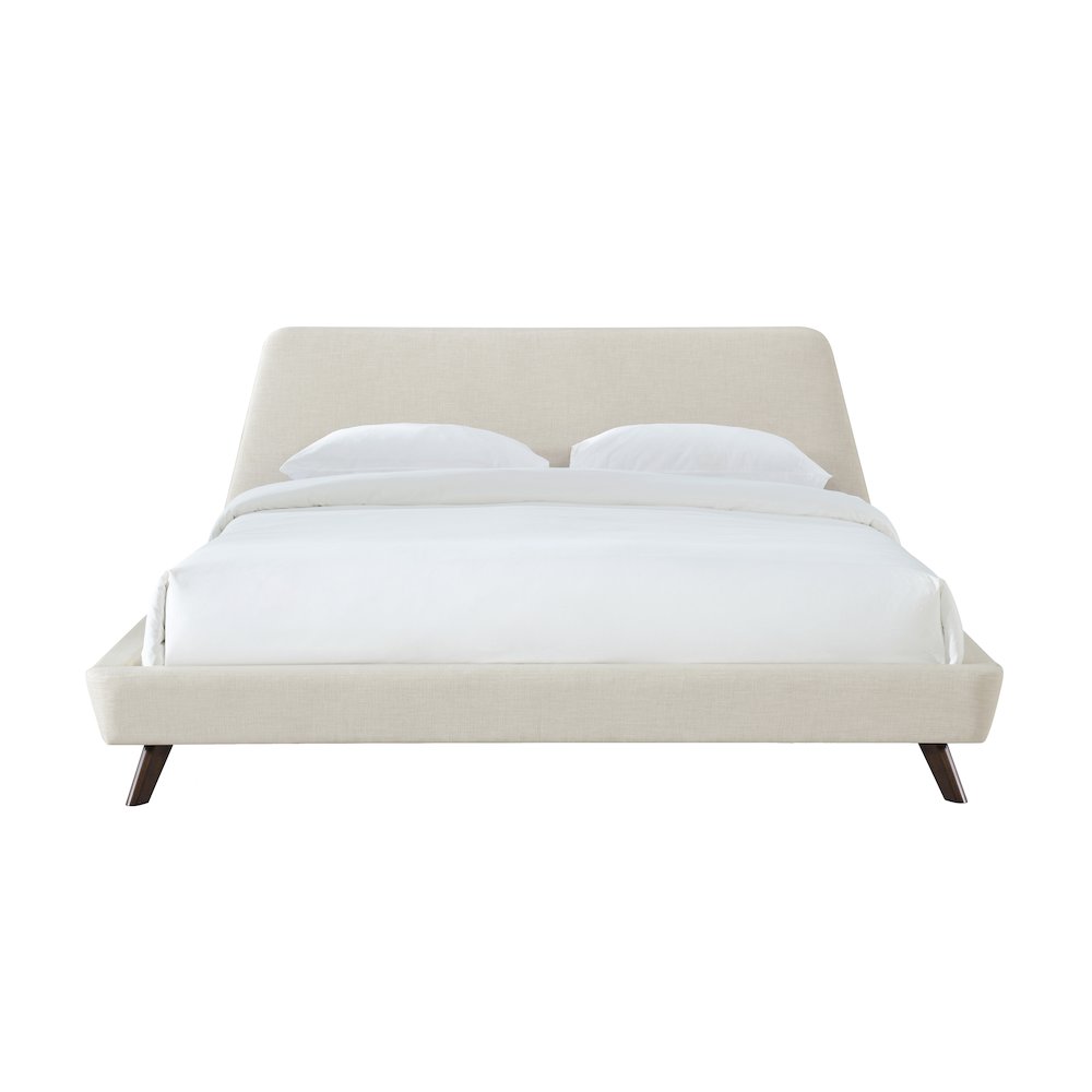 Henry Wood and Fabric Upholstered King Platform Bed in Beige. Picture 2