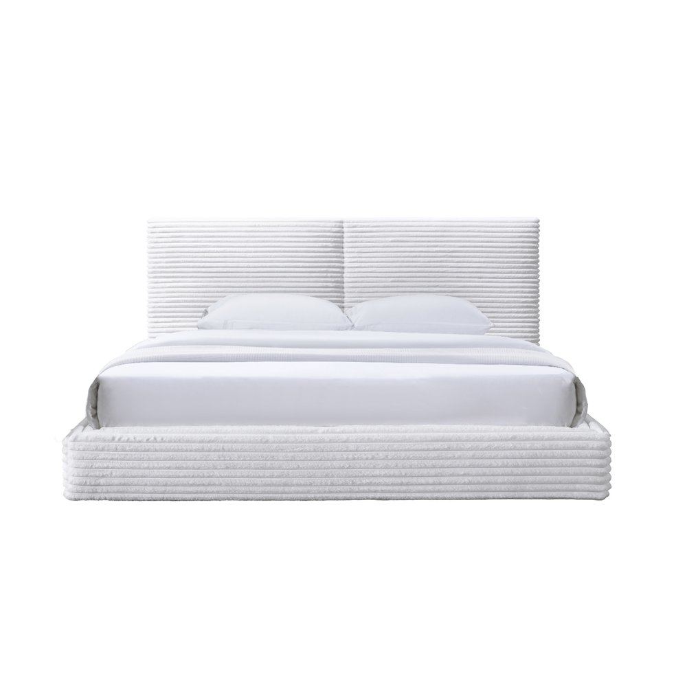 Lucia Fabric Upholstered Platform King Bed in White. Picture 2