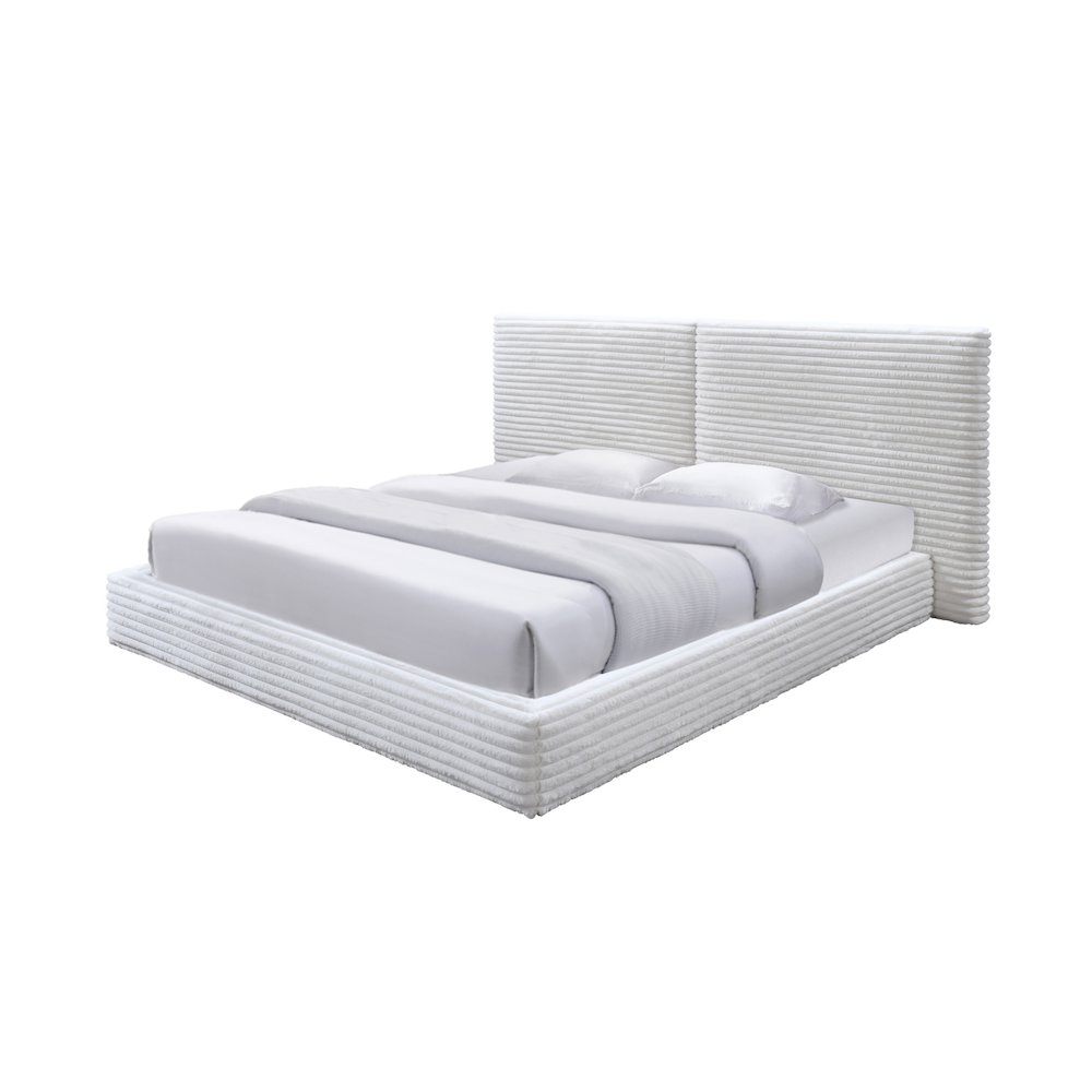 Lucia Fabric Upholstered Platform King Bed in White. Picture 1