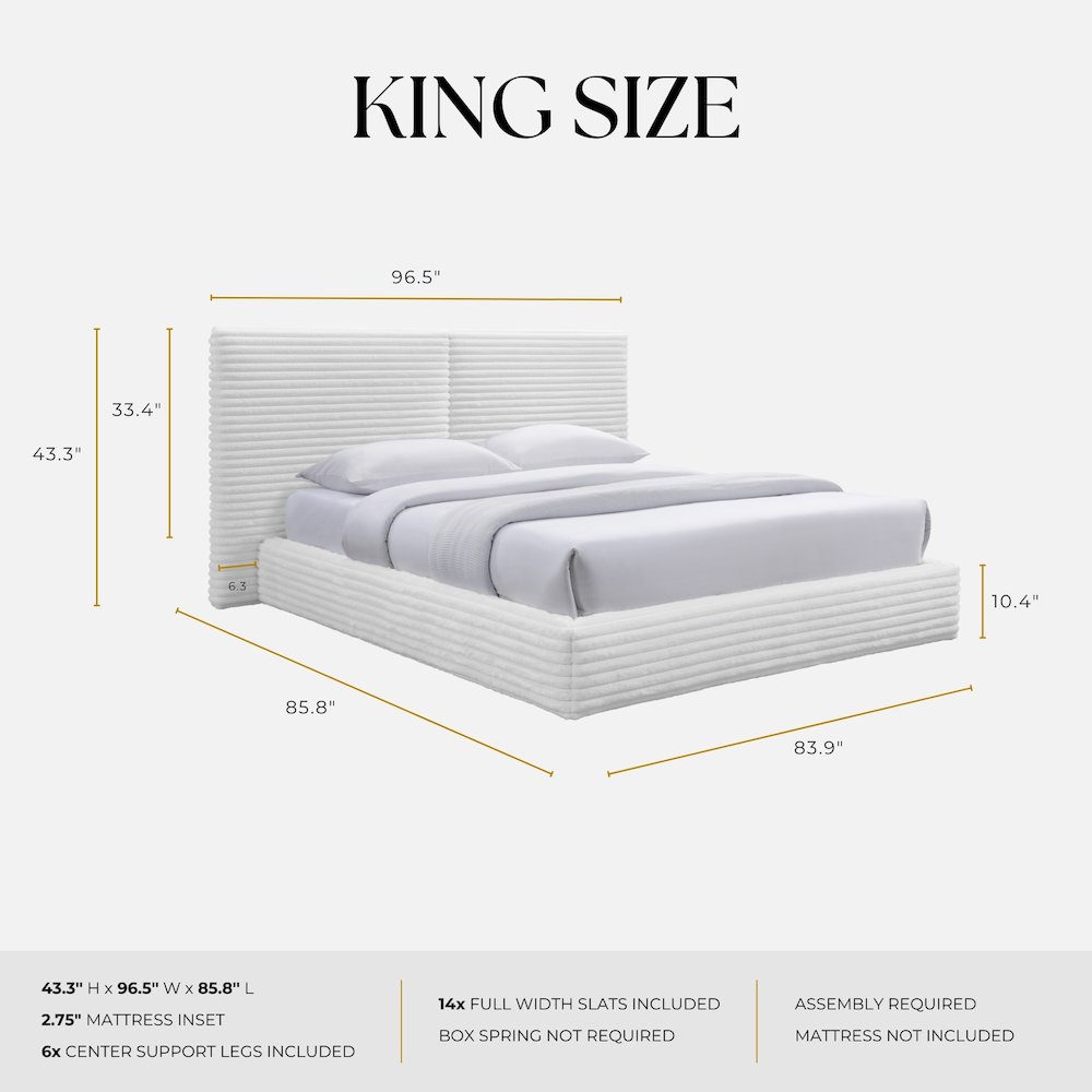Lucia Fabric Upholstered Platform King Bed in White. Picture 9