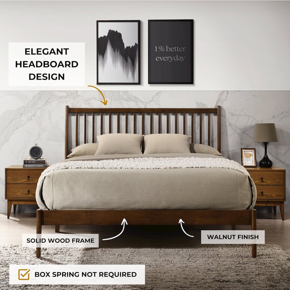 Floyd Wooden Queen size Platform Bed in Walnut Finish. Picture 9