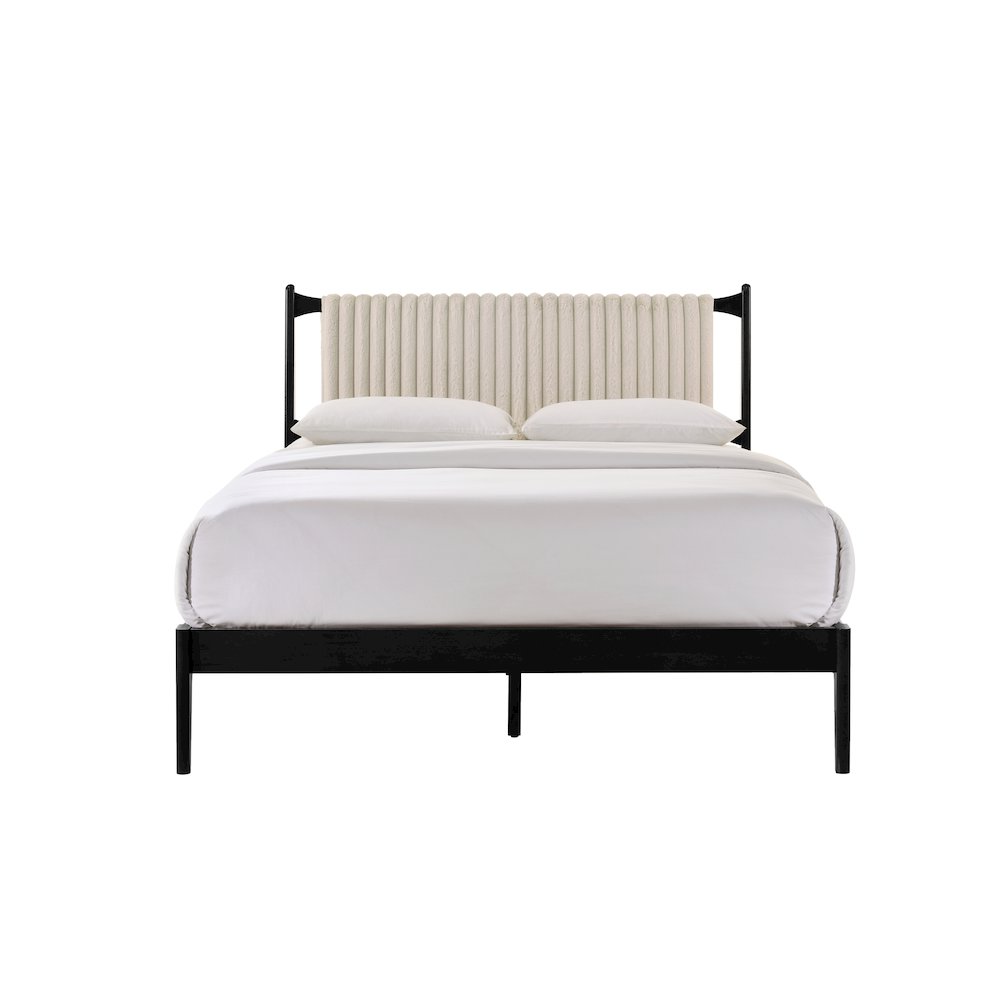 Ella Wooden Queen size Platform Bed in Black and Beige. Picture 1